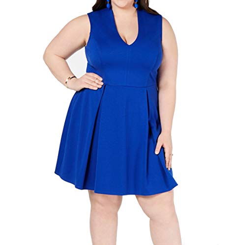 City Studios Trendy Plus Size Plunge Neck Skater Dress