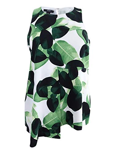 Alfani Petite Leaf Print Asymmetrical Top