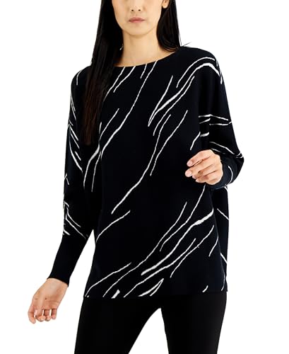 Alfani Petite Printed Boat Neck Sweater