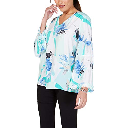 Printed Ruffle-Trim Top