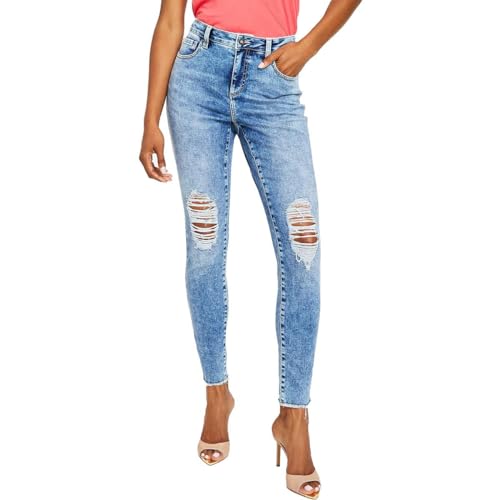 INC International Concepts Womens Mid Rise Destructed Skinny Jeans