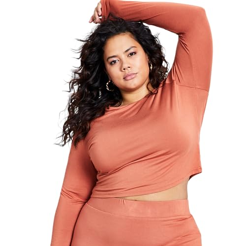 Bar III Trendy Plus Size Bodycon Long Sleeved Jersey Top