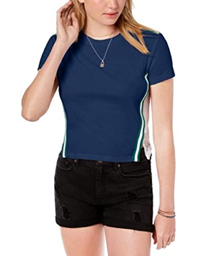 Juniors' Side-Striped Mesh-Back Top