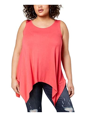 Celebrity Pink Trendy Plus Size Handkerchief Hem Tank Top