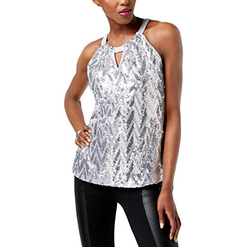 Petite Sequinned Cutout Halter Top