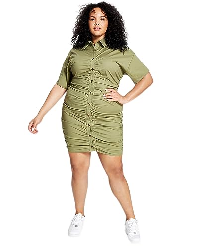 Now This Trendy Plus Size Ruched Shirtdress