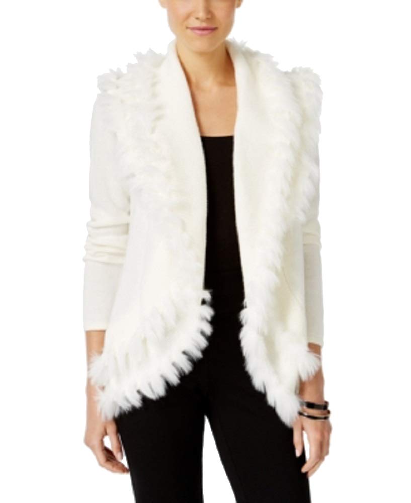 Alfani Petite Faux Fur Trim Cardigan