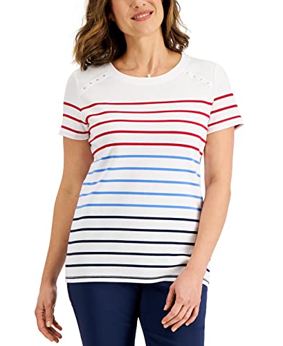 Karen Scott Womens Americana Rivet T-Shirt