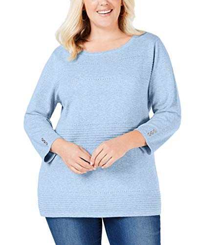 Plus Size Cotton Pointelle Sweater