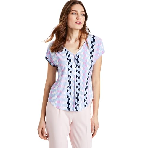 Bar III Printed Seamed V Neck Top