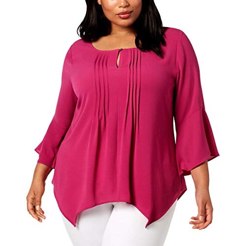 NY Collection Plus Size Pleated Handkerchief Hem Top