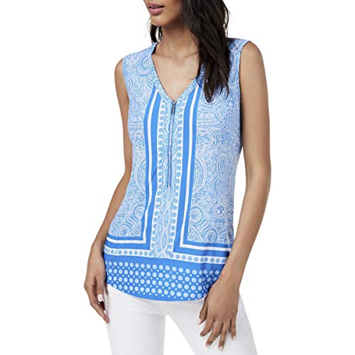 Petite Zip Front Printed Tank Top