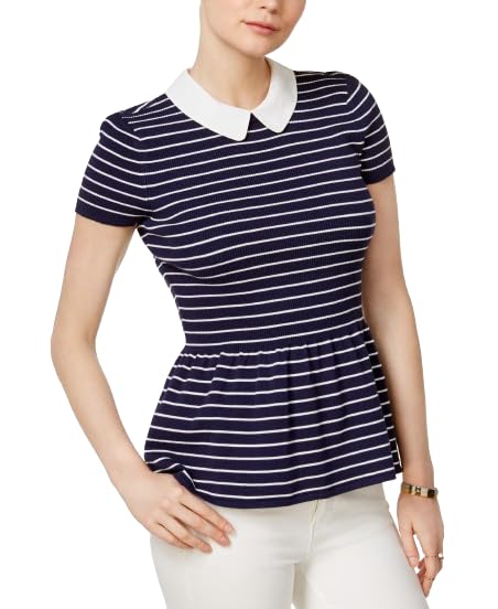 Maison Jules Striped Peplum Sweater