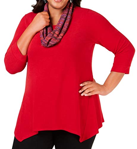 NY Collection Plus Size Handkerchief Hem Top Printed Scarf