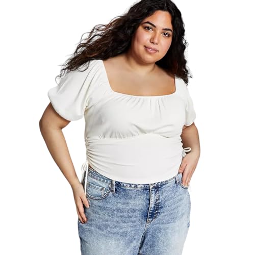 Now This Trendy Plus Size Puff Sleeve Ruched Top