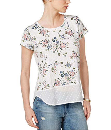 Maison Jules Cotton Floral Print Mixed Media Top