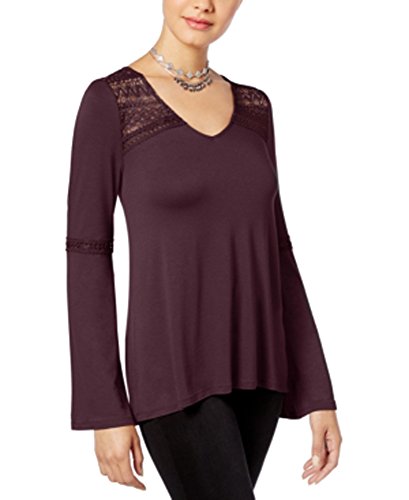 Hippie Rose Juniors Lace Trim Bell Sleeve Top