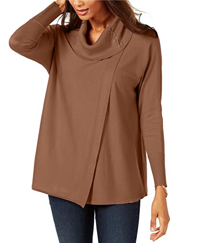 JM Collection Faux Wrap Cowl Neck Sweater