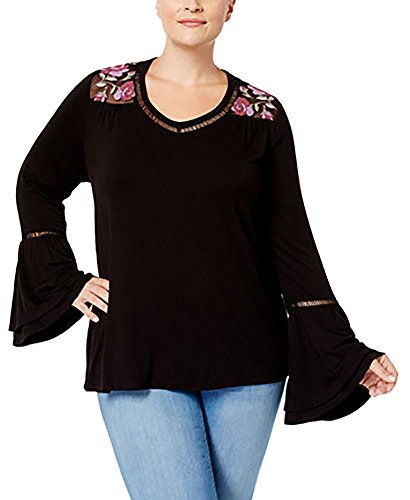 Style & Co Embroidered Double Lantern Sleeve Top