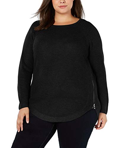 I.N.C. Plus Size Waffle-Knit Side-Zip Sweater
