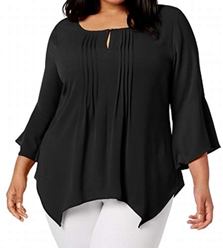 NY Collection Plus Size Pleated Handkerchief Hem Top