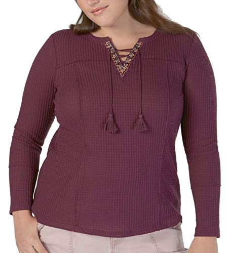 Style & Co Plus Size Lace Up Thermal Top