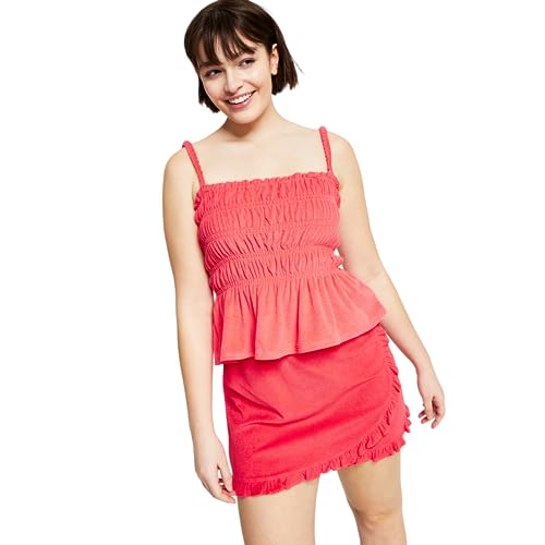 Bar III Womens Terry Ruffled Smocked Top