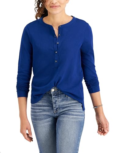 Style & Co Buttoned Solid Knit Top