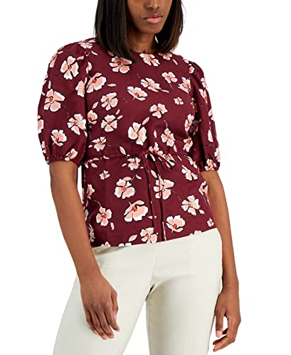 Alfani Tie Waist Puff Sleeve Top