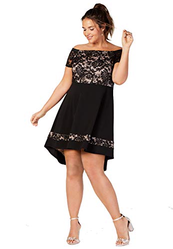 City Studios Trendy Plus Size Off The Shoulder Lace Dress