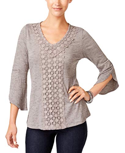Style & Co Crochet Trim Bell Sleeve Top