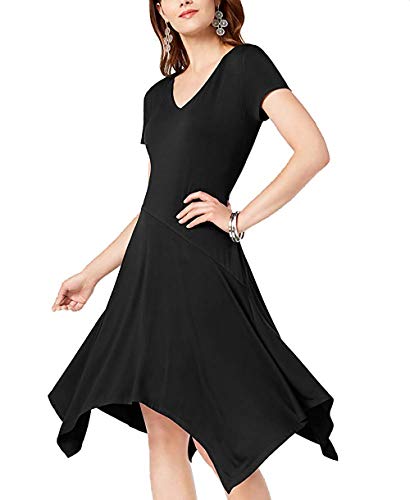 I.N.C. Short-Sleeve Handkerchief-Hem Dress