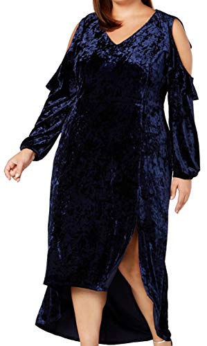 NY Collection Crushed Velvet Cold Shoulder Dress