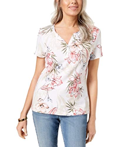 Karen Scott Printed Henley T-Shirt