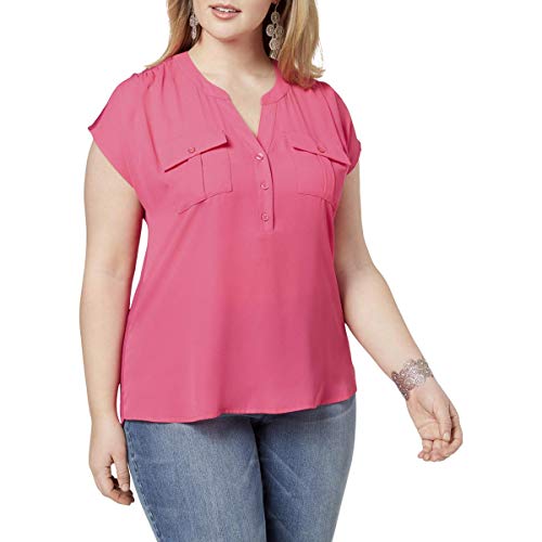 INC Plus Size Mixed-Media Utility Shirt
