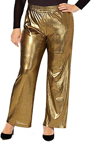 NY Collection Plus Size Metallic Striped Wide Leg Pants