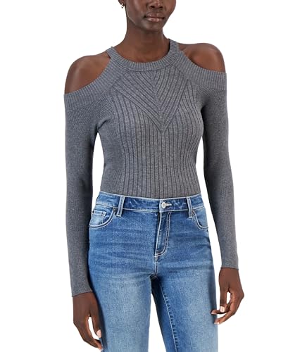 INC International Concepts Womens Ribbed Cold Shoulder Sweater