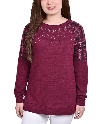 Petite Knit Top With Print Shoulder Insets