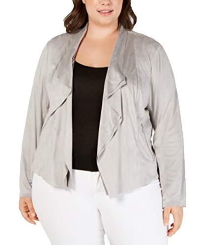 I.N.C. Plus Size Faux-Suede Double-Layer Drape-Front Jacket