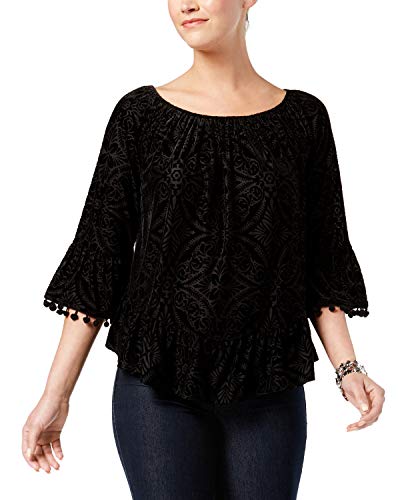 Style & Co Petite Off The Shoulder Flocked Top