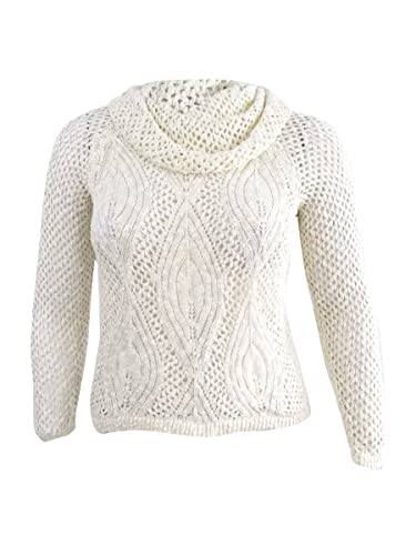 INC International Concepts Petite Metallic Cowl Neck Open Knit Sweater