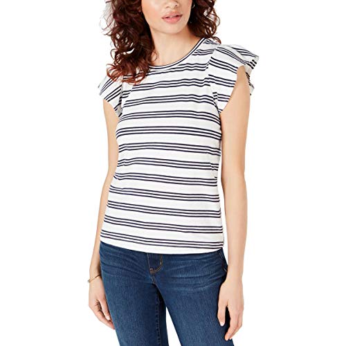 Maison Jules Striped Flutter Sleeve Top