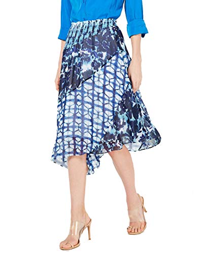 INC Mixed-Print Tie-Dye Asymmetrical Skirt