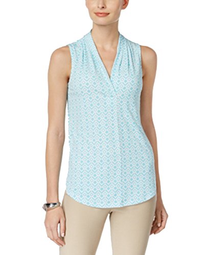 Charter Club V Neck Print Top