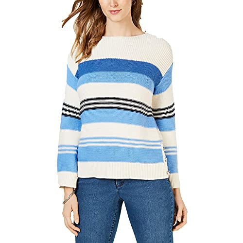 Charter Club Striped Button Trim Sweater