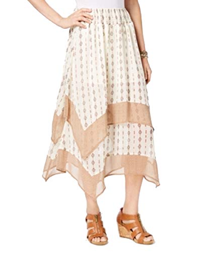 Style & Co Petite Diamond Striped Chiffon Hem Midi Skirt