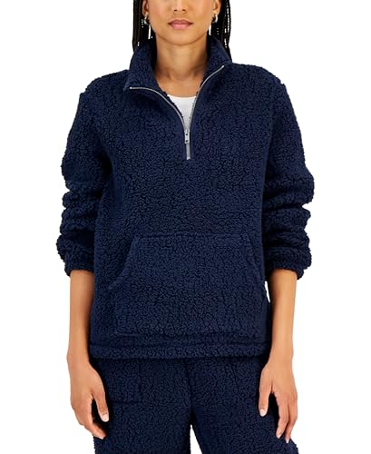 Style & Co Womens Sherpa Quarter Zip Pullover
