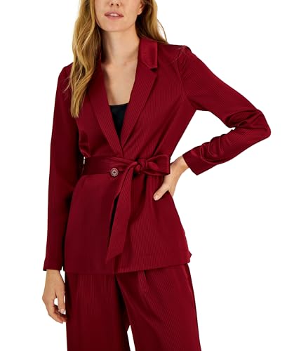 Alfani Womens Tie Waist Satin Blazer