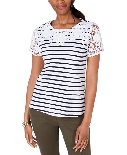 Petite Embroidered Striped Top
