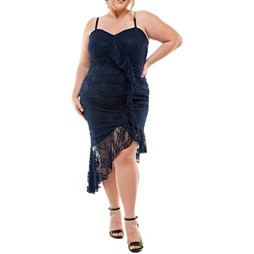 City Studios Trendy Plus Size Lace Sweetheart Neck Dress
